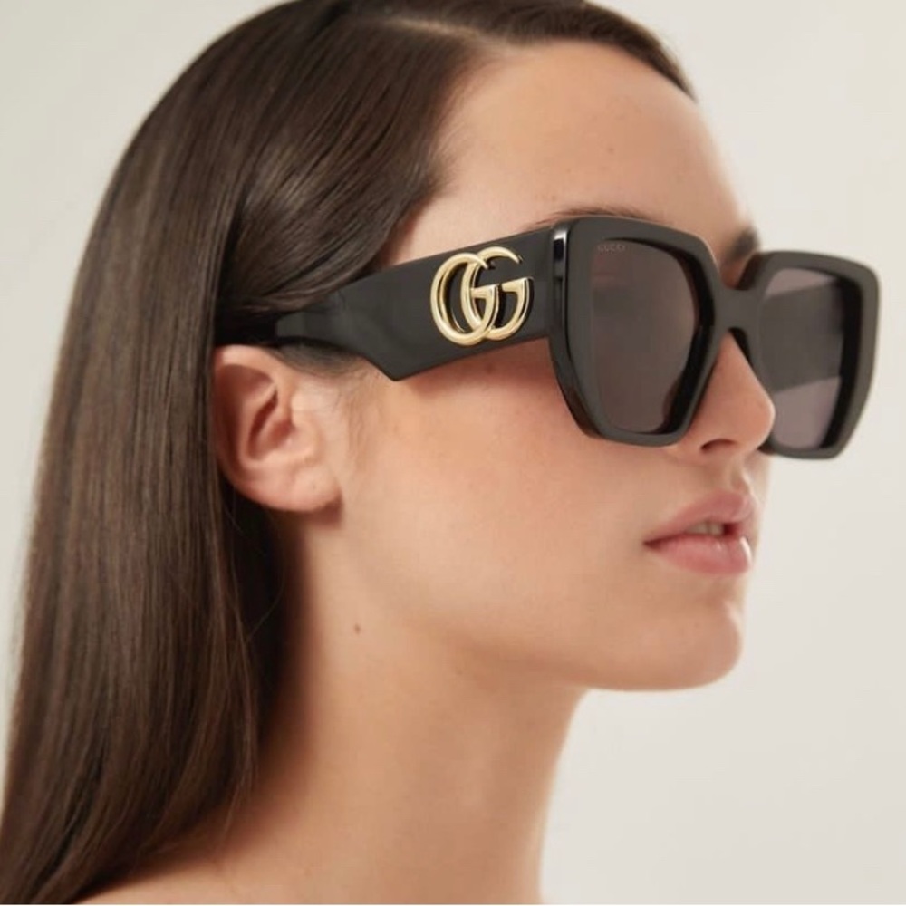 Gucci Black Sunglasses with Gold Accents GG0956S 003 54